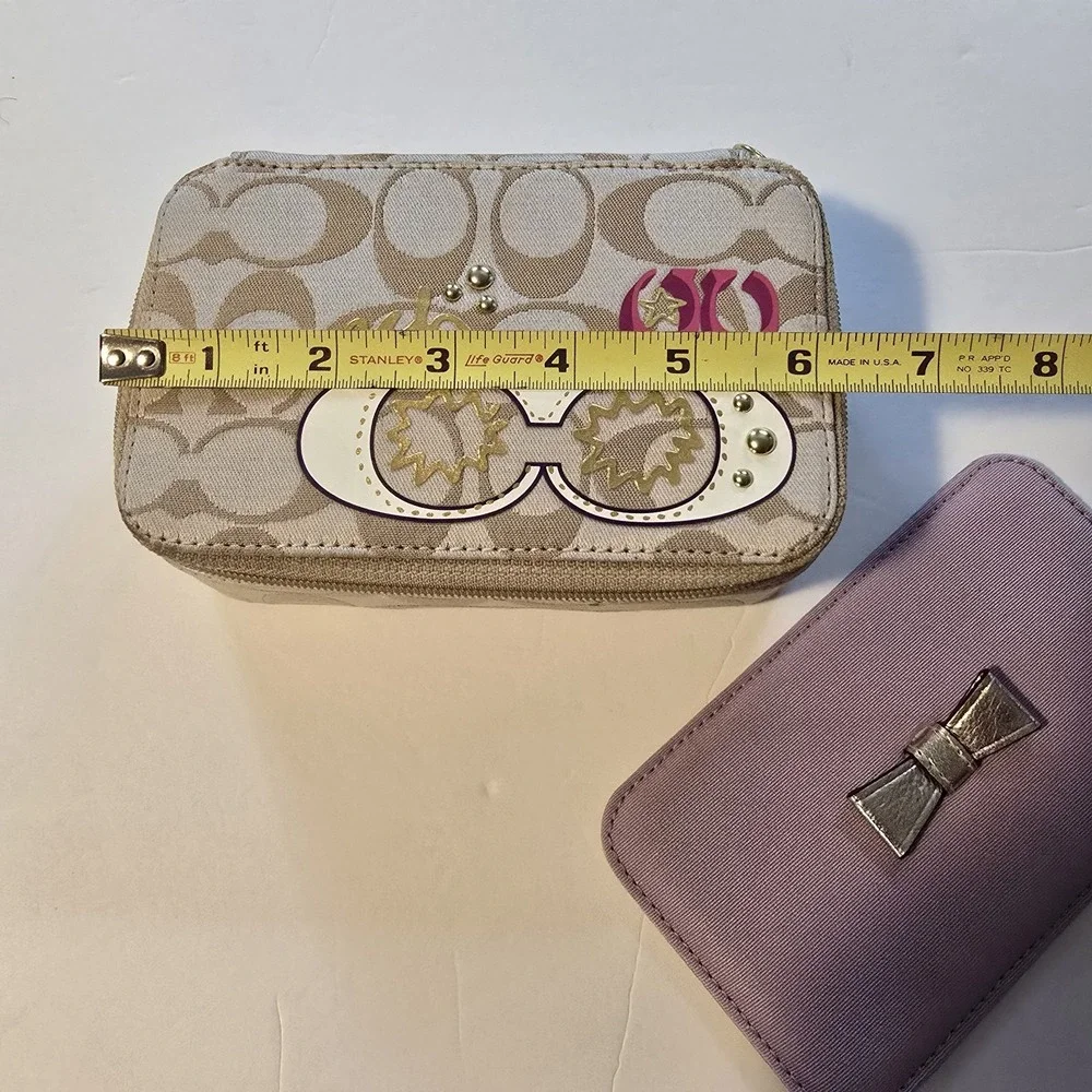 Vintage 90s Y2K Coach Travel Jewelry Box Signature C Lavender Lining Sections